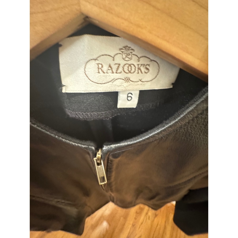 Razooks Womens Black Leather Knit Mixed Media Zip Front Jacket Size 6 - Picture 5 of 12